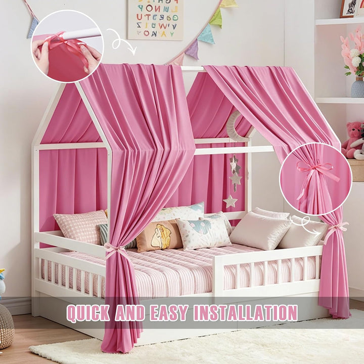 Hausbett Himmel, 2PCS Betthimmel Hausbett, Musselin himmelbett vorhänge, Hausbett Vorhang für Hausbe