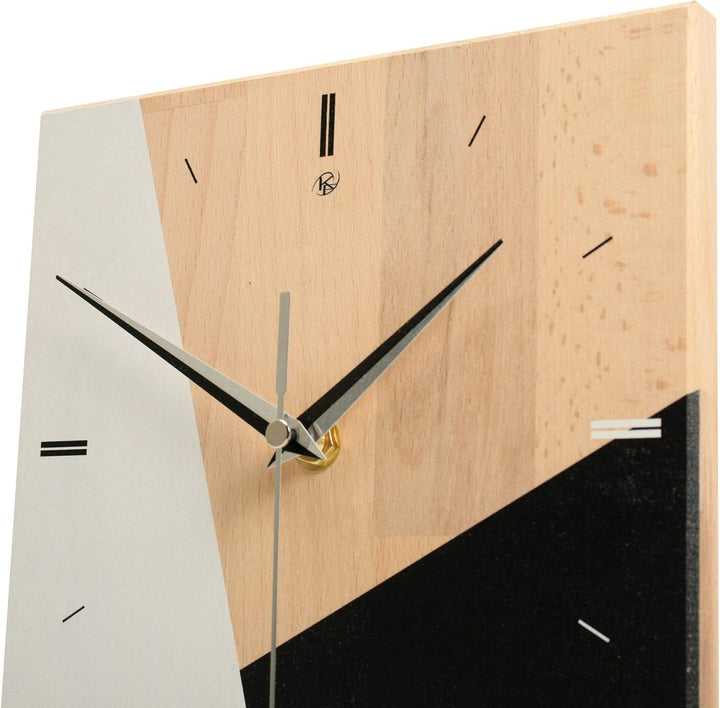 Kreative Feder Designer-STANDUHR „Triangle“ aus Massivholz – analoge TISCHUHR ohne Tickgeräusche (le