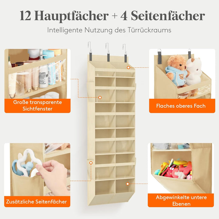 Lifewit Türorganizer Hängeorganizer, 12 Regal klar Fenster hängende Lagerung mit 4 Seitentaschen, Tü