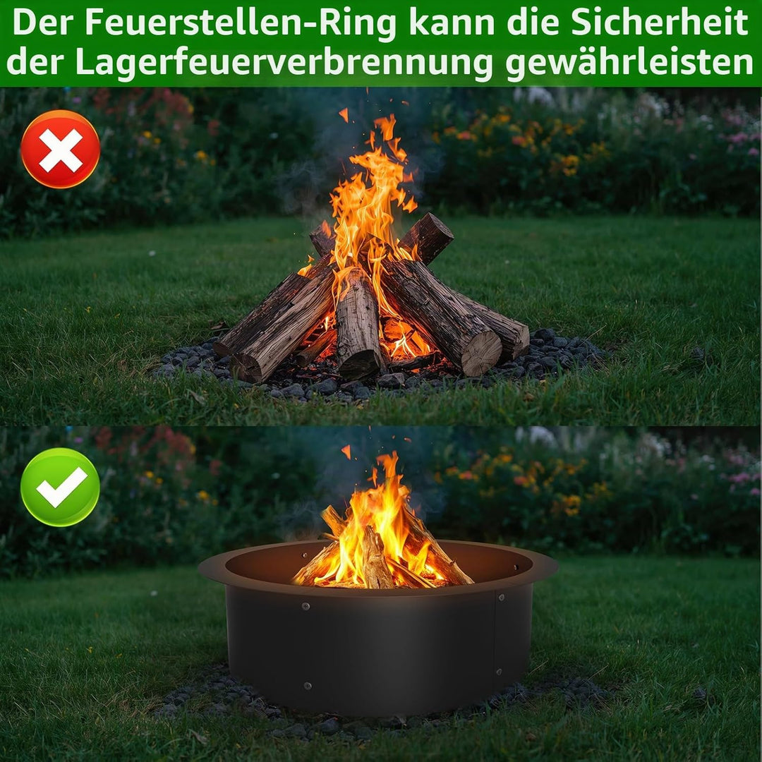 LIANTRAL Feuerstellenring, Kreisförmig Feuerschalenringeinsatz für Holzverbrennung im Freien, 84 cm