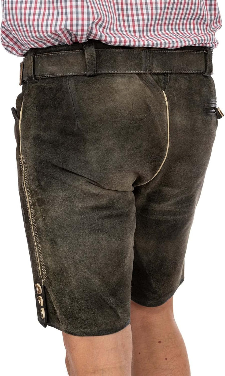 MADDOX Lederhose kurz AMMERSEE antik Smoke 48 Braun, 48 Braun