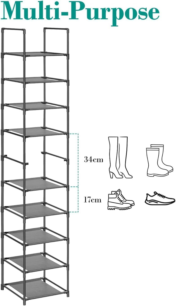 edihome, Schuhregal, 10 Ebenen, (33 x 33 x 173 cm), Schuhschrank Schmal, Schmale und hohe Schuhregal