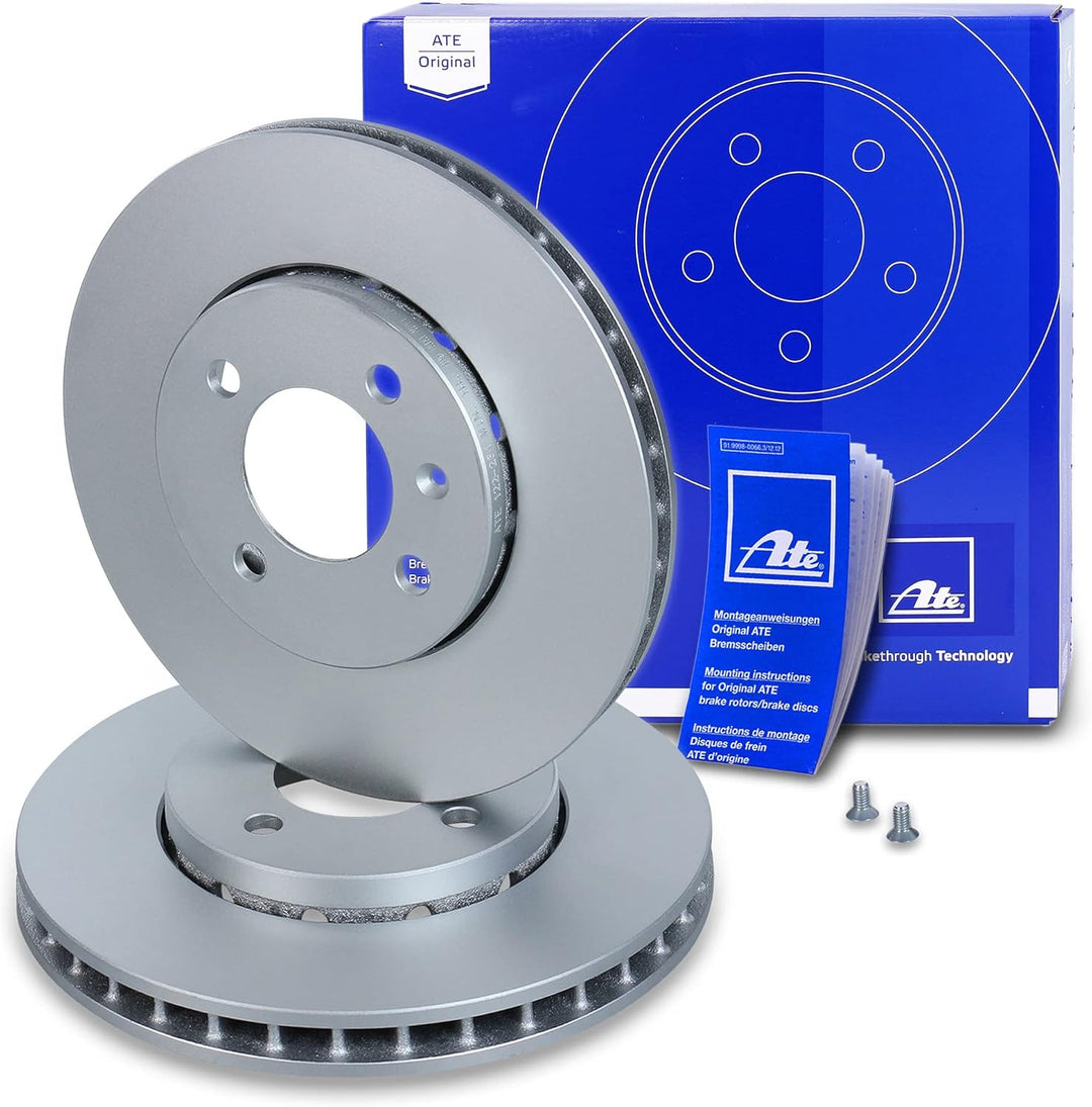 ATE Bremsenset Vorderachse inkl. Bremsscheiben vorne Ø 256 mm belüftet und Bremsbeläge vorne Kompati