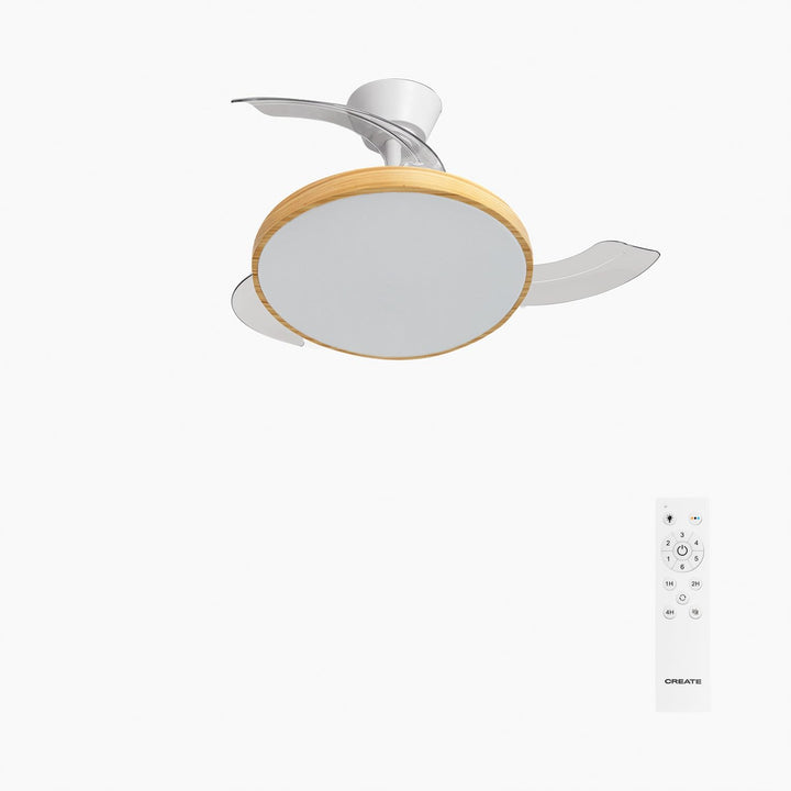 CREATE / WIND CLEAR STUDIO S/Deckenventilator mit Beleuchtung Weiss Hellesholzflügel mit Fernbedienu