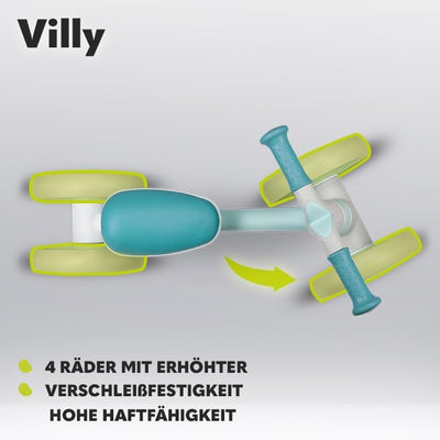 LIONELO VILLY Leichter Laufrad Kinderlaufrad 4 Räder ab 1 bis 3 Jahre alt (bis 30 kg), vordere Dämpf