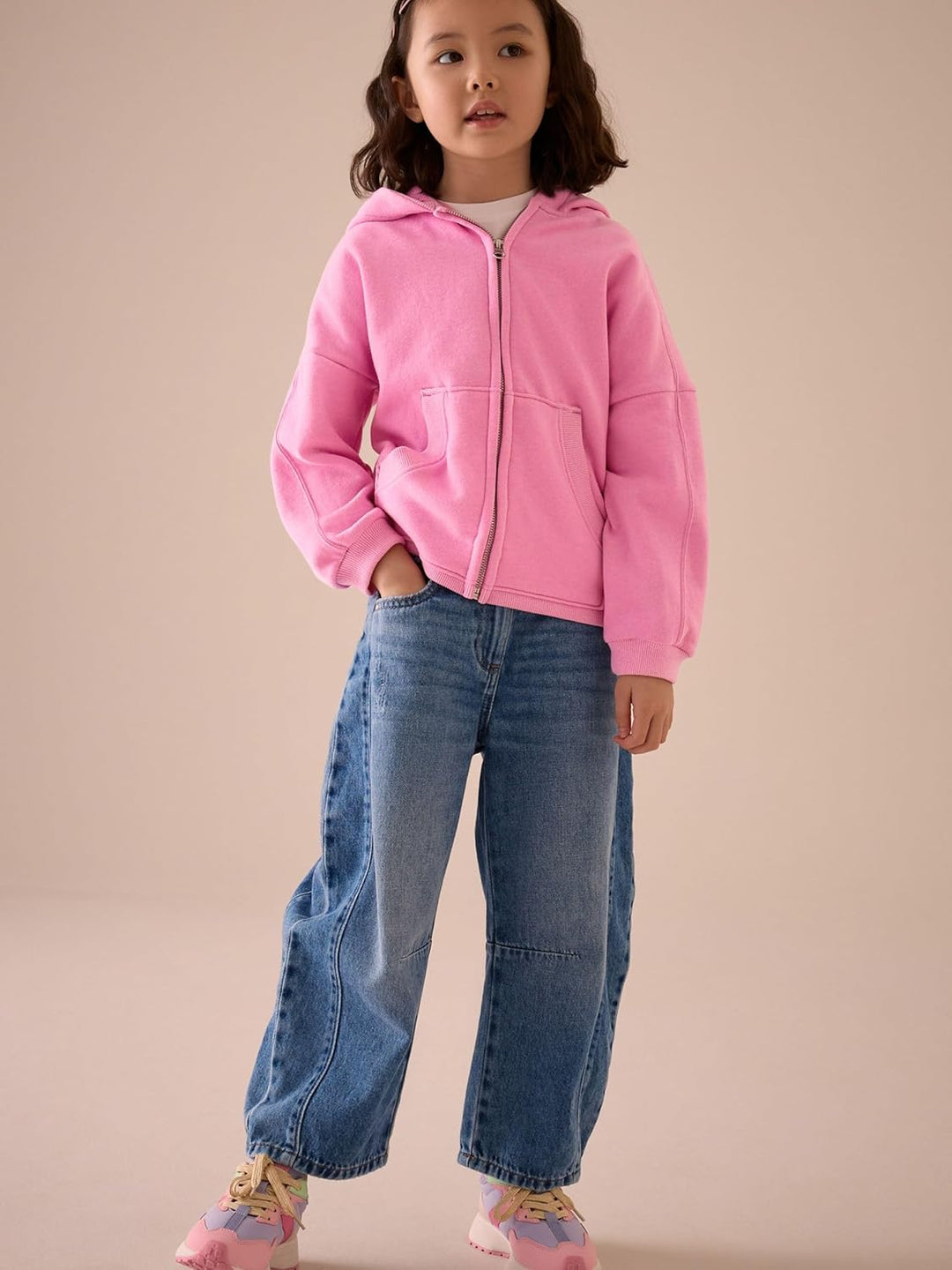 NEXT Mädchen Standard Kapuzenjacke mit durchgehendem Reissverschluss 98 Blush Pink, 98 Blush Pink