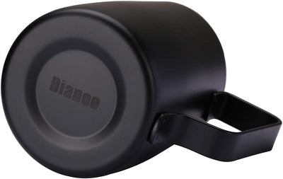Dianoo Espresso-Milchaufschäumer, Milchkännchen, Edelstahl, für Kaffee-Latte-Kunst, 420 ml Schwarz,