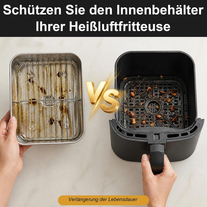 2 Stück Airfryer Zubehör für Ninja Dual Zone &amp; FlexDrawer Auflaufform Airfryer mit Deckel 304 Edelst