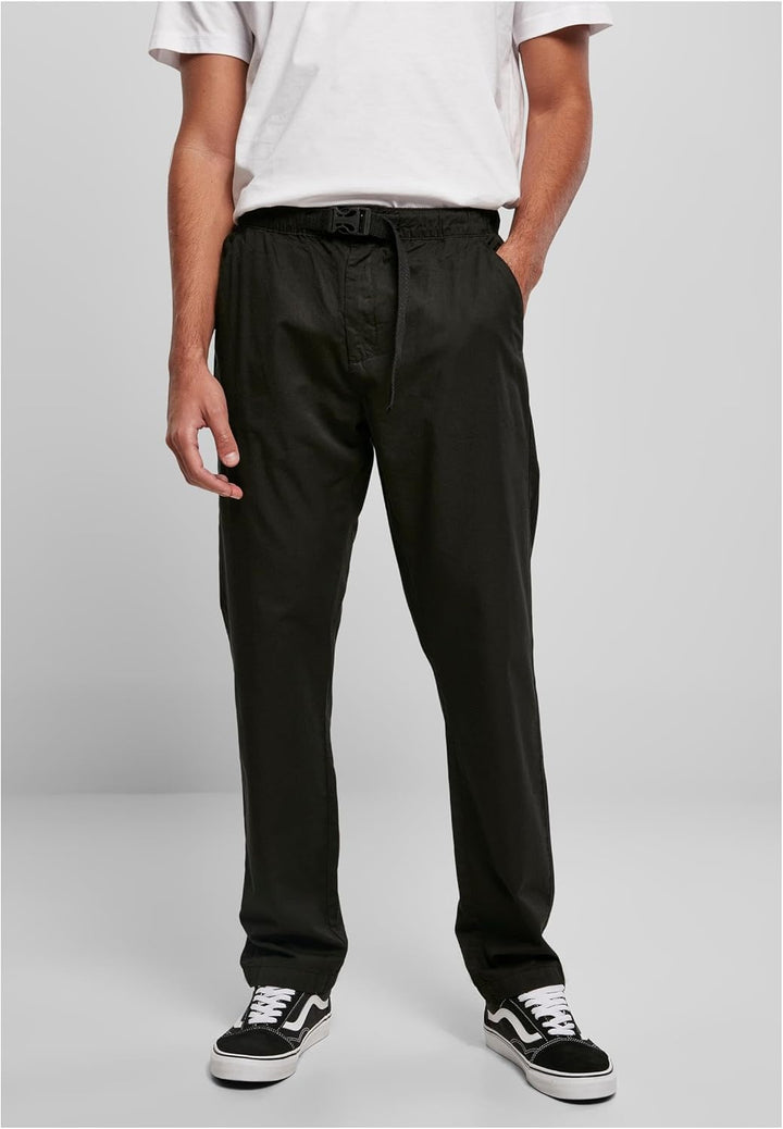 Urban Classics Herren Straight Leg Chino with Belt 30 Schwarz, 30 Schwarz