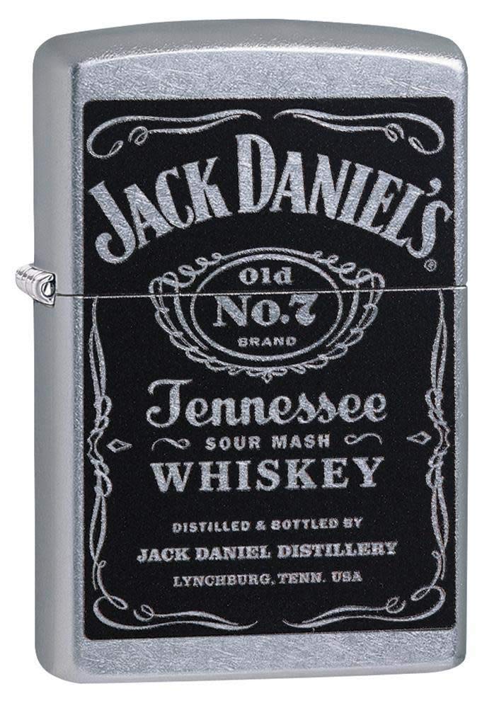 Zippo Feuerzeug mit Jack Daniel's Etikett, Street Chrome Schwarz / Chrom, Schwarz / Chrom