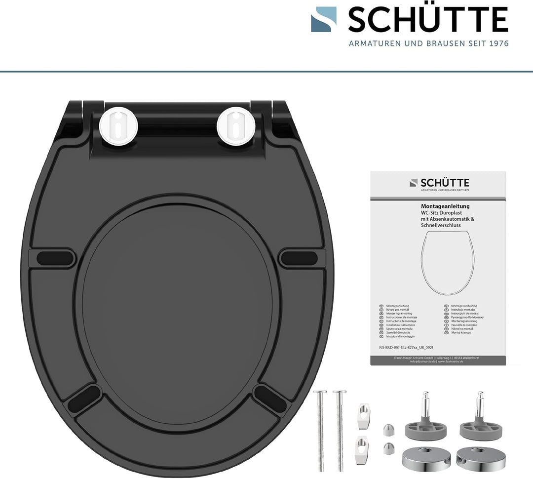 SCHÜTTE SLIM WC-Sitz | Duroplast Toilettensitz mit Absenkautomatik | Toilettendeckel mit Schnellvers