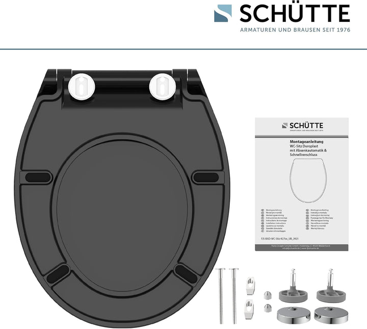 SCHÜTTE SLIM WC-Sitz | Duroplast Toilettensitz mit Absenkautomatik | Toilettendeckel mit Schnellvers