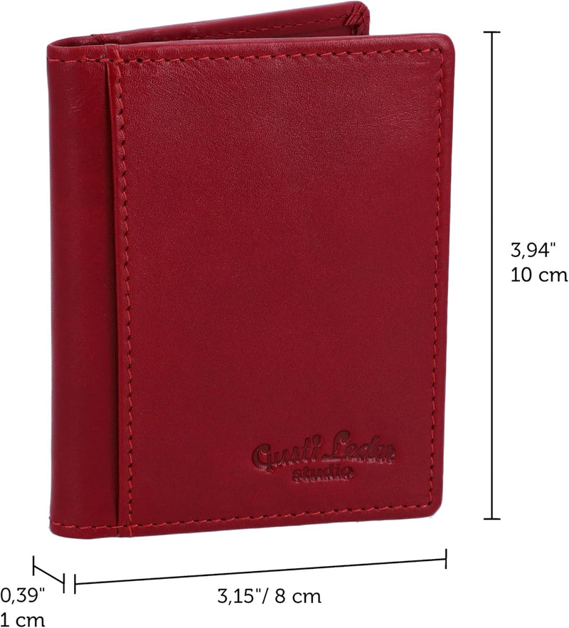 Gusti Kartenhalter Leder - Hal Kartenhülle Kartenetui Brieftasche Rot Leder, Rot