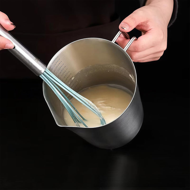 Messbecher Edelstahl 1500 ML, Milchkännchen Messkanne Mit Masseinheiten & Griff, Edelstahlmessbecher