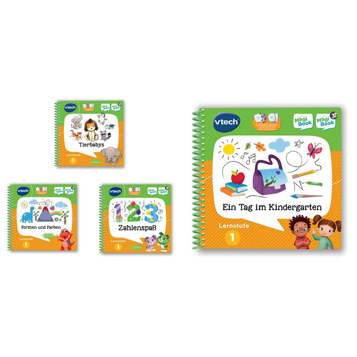 Vtech 80-488904 MagiBook-Lernbuch-Bundle: 3 Bücher der Lernstufe 1 (Tierbabys 3D, Formen und Farben
