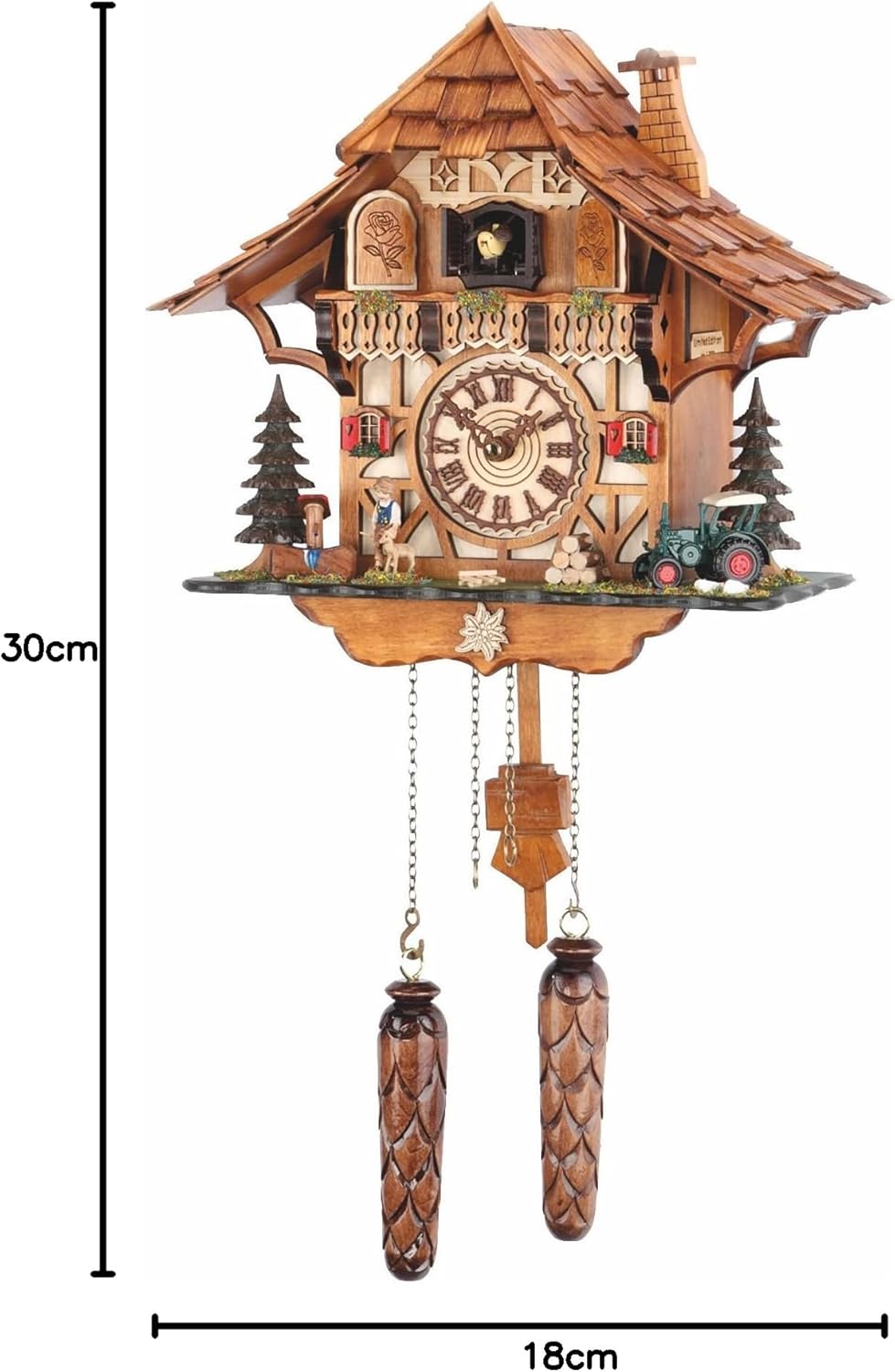 Trenkle Quarz Kuckucksuhr Schwarzwaldhaus mit Musik TU 482 QM HZZG