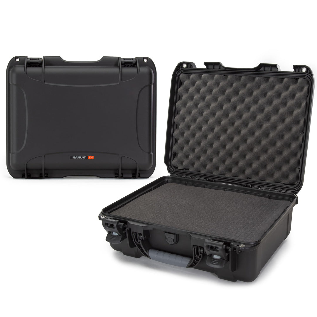 Nanuk Large Series 930 Leichter, wasserdichter Koffer aus NK-7-Harz mit Raster-Schaumeinsatz, Schwar