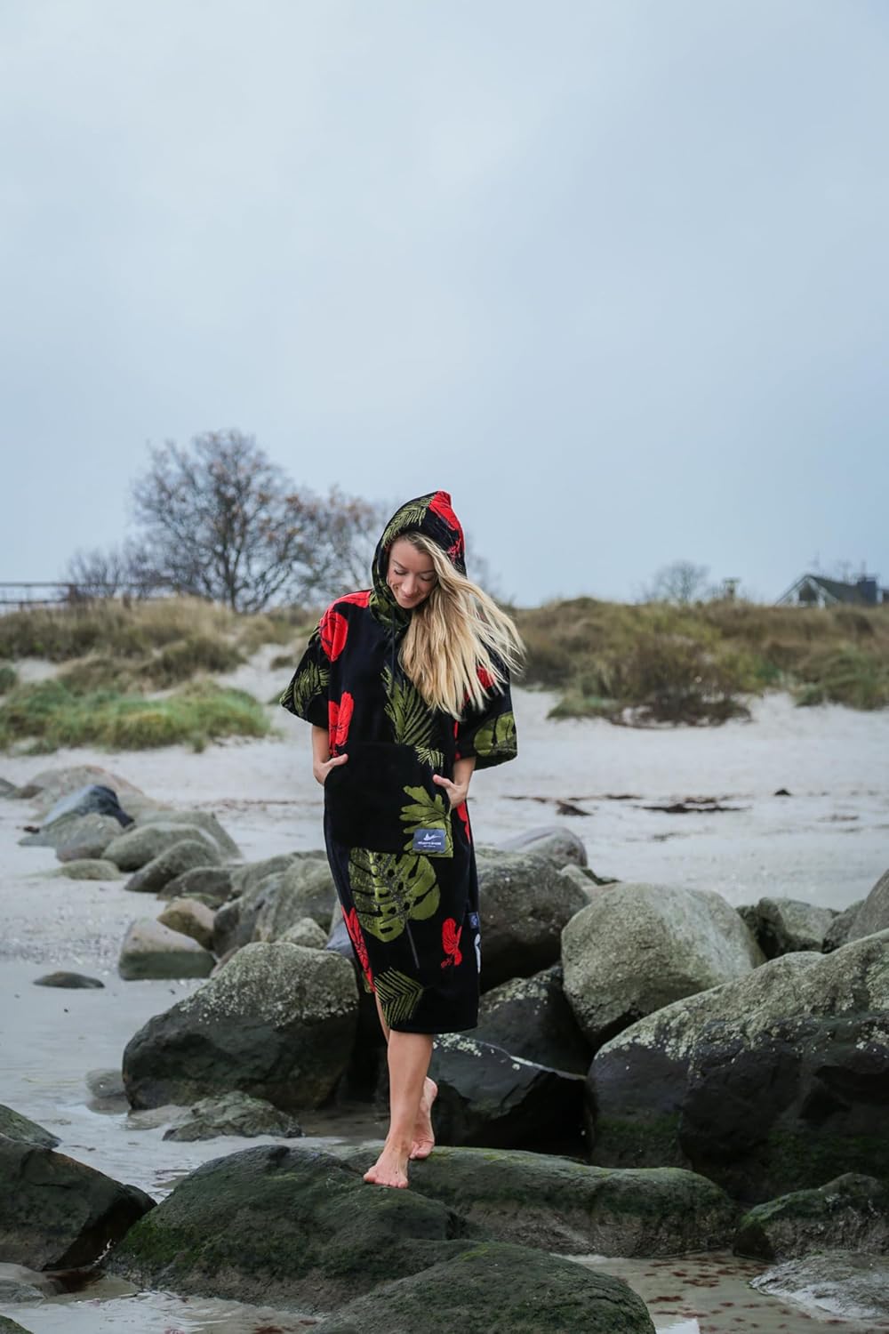 ATLANTIC SHORE | Surf Poncho | Badeponcho mit Kapuze aus 100% Baumwolle | Unisex | Special Editions