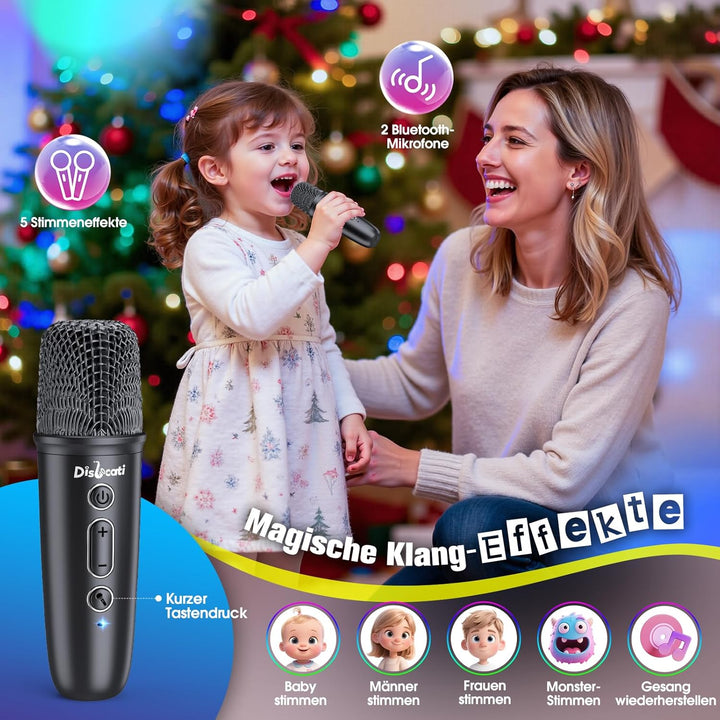 Dislocati Karaoke Maschine Mikrofon Kinder und Erwachsene, Geschenke Kinder Spielzeug Junge 3-15 Jah