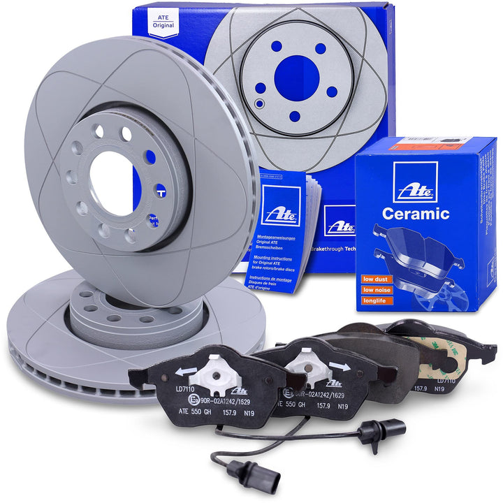 ATE Bremsenset Vorderachse inkl. Power Disc Bremsscheiben Vorne Ø 288 mm Belüftet und Ceramic Bremsb