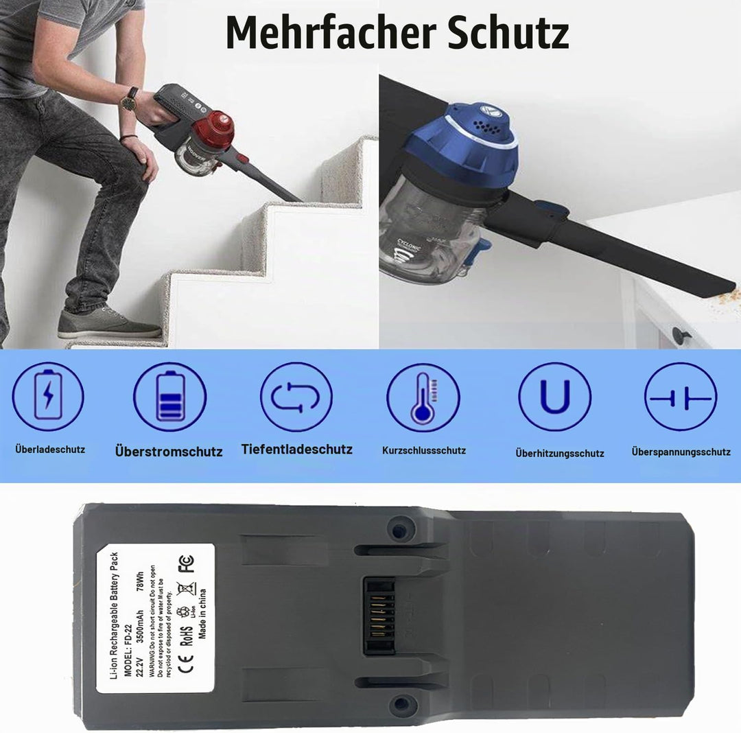 3500mAh Ersatzfür Hoover Modell 35601729 akku, kompatibel mit Hoover Freedom 2in1 22.2V FD22 Staubsa