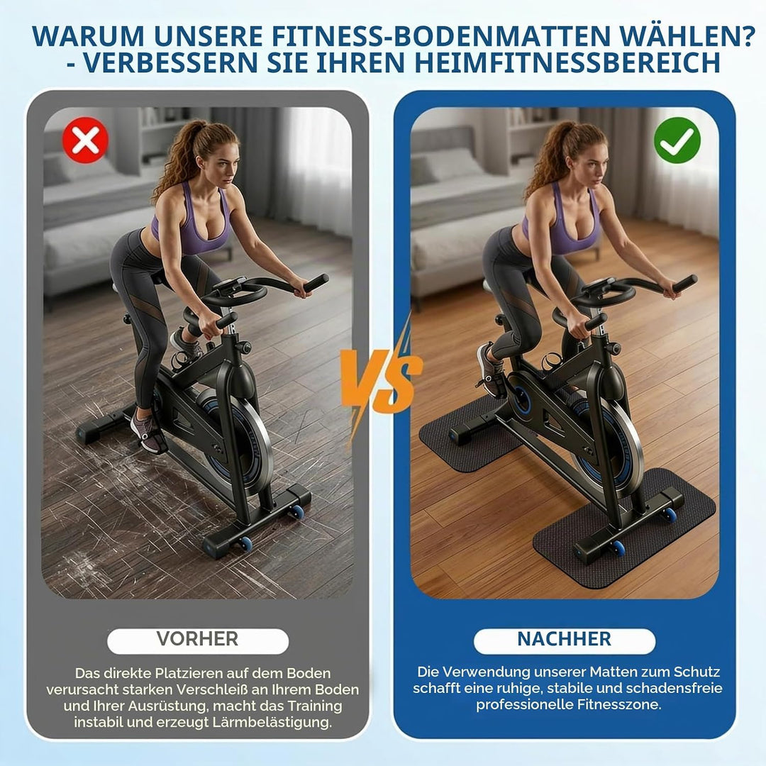 Bodenschutzmatte für Sportgeräte 2 Stück, Anti Rutsch Unterlage für Heimtrainer Fitnessgeräte, PVC L