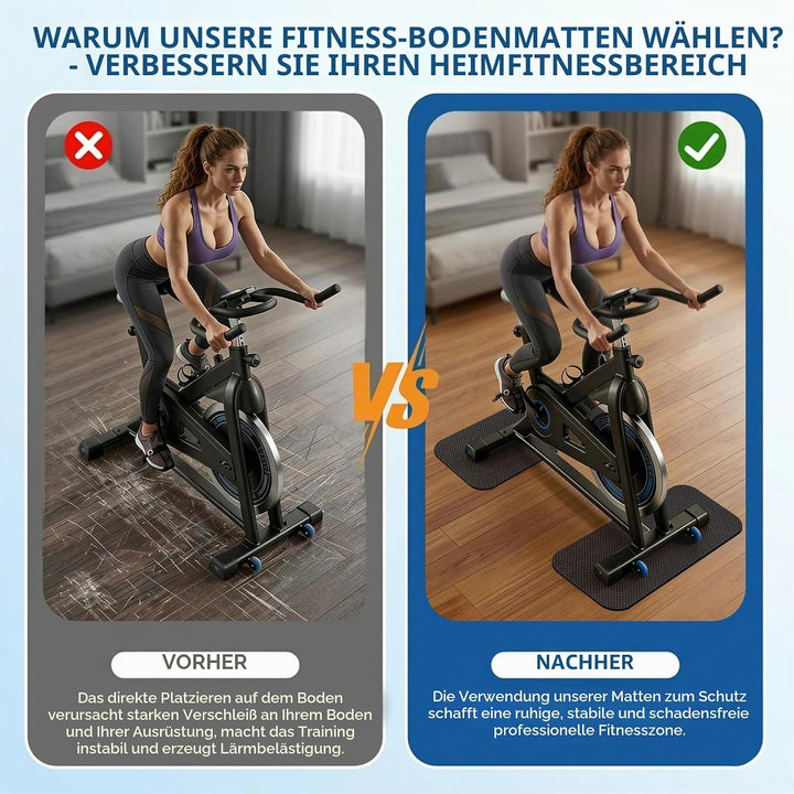 Bodenschutzmatte für Sportgeräte 2 Stück, Anti Rutsch Unterlage für Heimtrainer Fitnessgeräte, PVC L