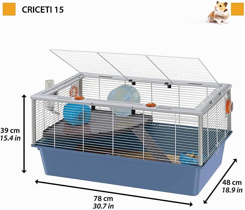 Ferplast Hamsterkäfig, Nagerkäfig CRICETI 15, Kleintierkäfig, Hamsterzubehör inklusive, 78 x 48 x h