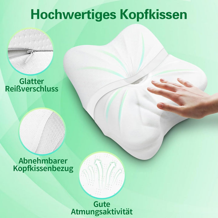 SAHEYER Reisekissen Memory Foam, Ergonomisches Camping Kissen, Orthopädisches Nackenkissen Kopfkisse
