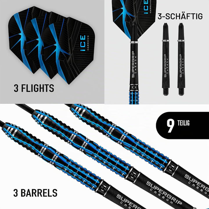 Harrows Ice Recut Dartpfeile, 90% Wolfram, mit Stahlspitze, Verschiedene Gewichte und Farben 24 g sc