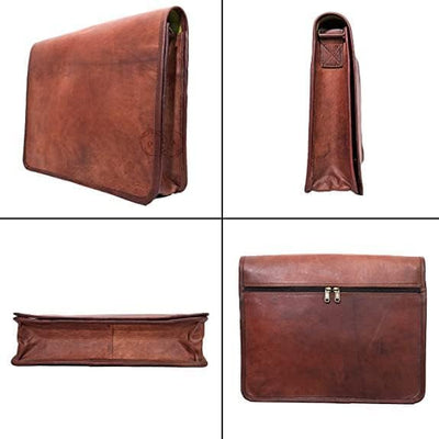 ALASKA EXPORTS Laptop-Umhängetasche, Vintage-Stil, echtes Leder, 40,6 und 45,7 cm 11 X 15 X 4 inch,