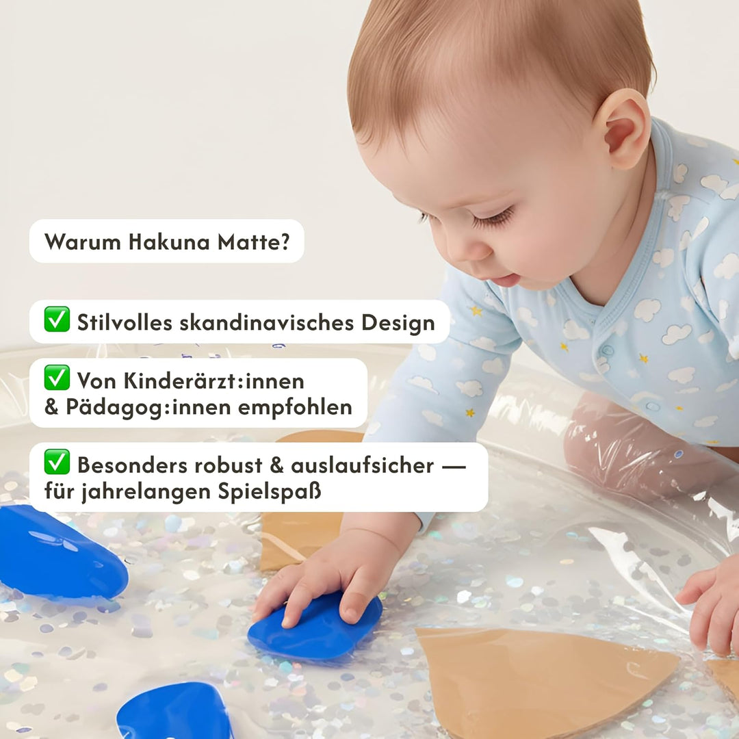 Hakuna Matte Wassermatte Baby 73x42cm – Tummy Time Wassermatte ab 3, 6 & 9 Monate, Sensorik Spielzeu