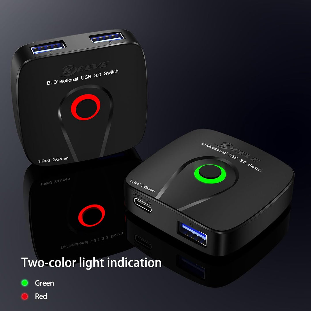 USB 3.0 Switch, USB Switch 2 in 1 out | für 2 PC Teilen Maus, Tastatur, Drucker, U-Disk, mit 2 USB 3