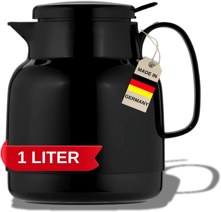 Helios Mondo Push Kunststoff-Isolierkanne Drehverschluss mit Drucktaste 1,0 l schwarz Schwarz 1,0 Li