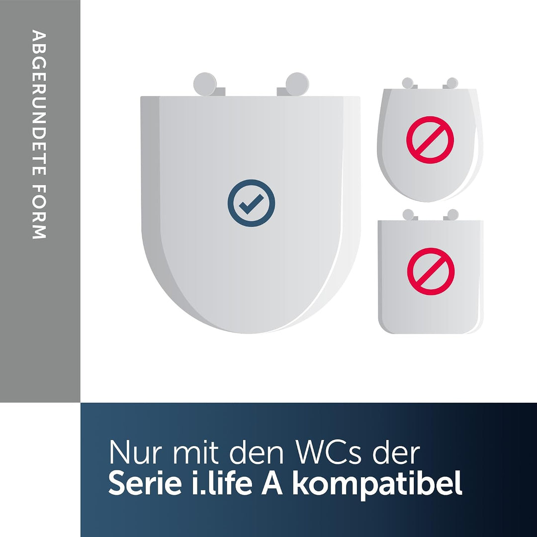 Ideal Standard i.life A WC-Sitz mit schlanker D-Form – Weiss (Alpin) | WC-Sitz mit Absenkautomatik (