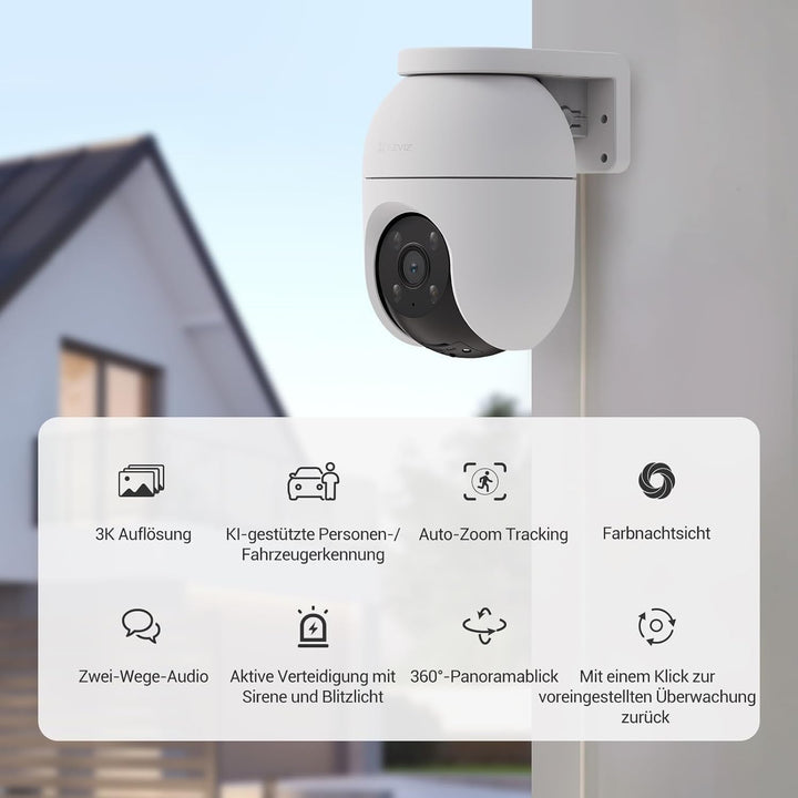 EZVIZ 5MP Pan&Tilt WLAN Kamera, Überwachungskamera Aussen mit Personen-/Fahrzeugerkennung, Zwei-Wege