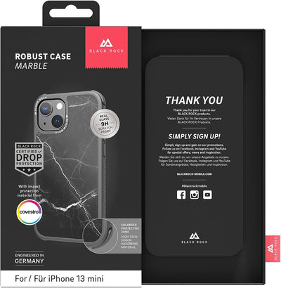 Black Rock - Hülle Robust Marble Case Passend für Apple iPhone 13 Mini I Handyhülle, Cover (Schwarz)