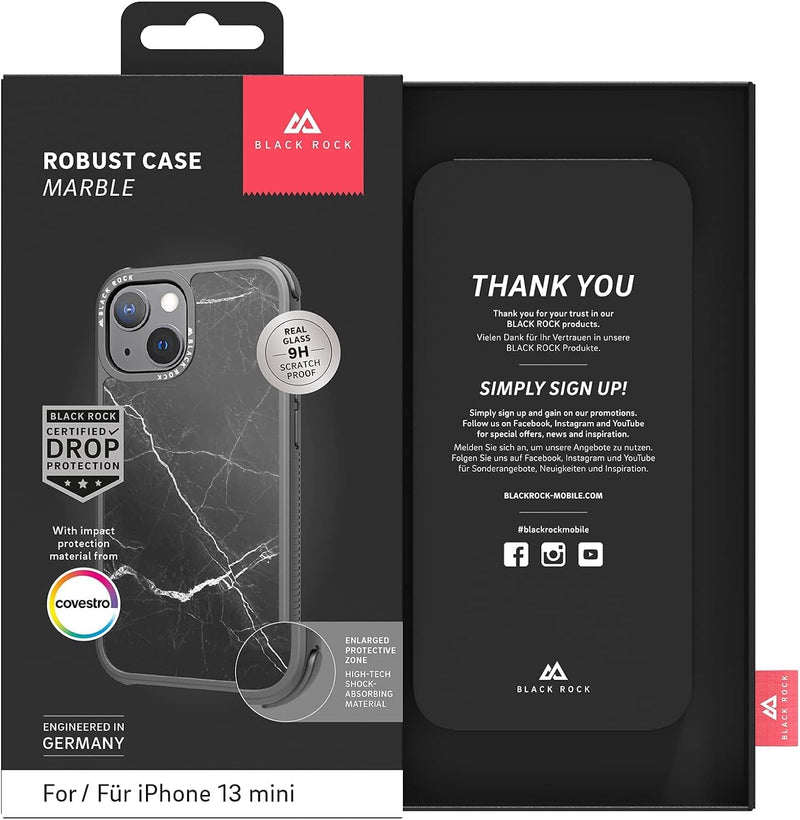 Black Rock - Hülle Robust Marble Case Passend für Apple iPhone 13 Mini I Handyhülle, Cover (Schwarz)