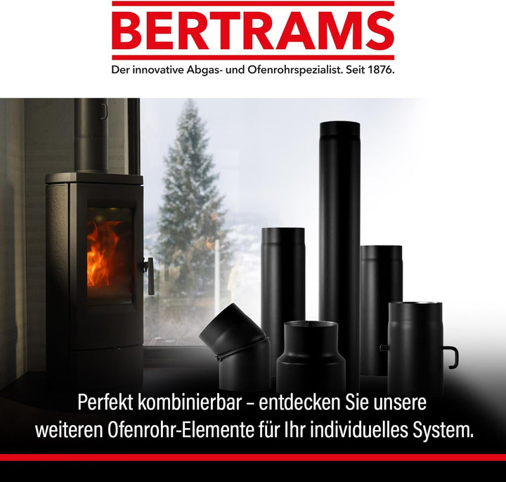BERTRAMS Wandfutter doppelt Ø 150 mm Blank | 12cm langes Doppelwandfutter für 2mm Ofenrohre | Wanddu