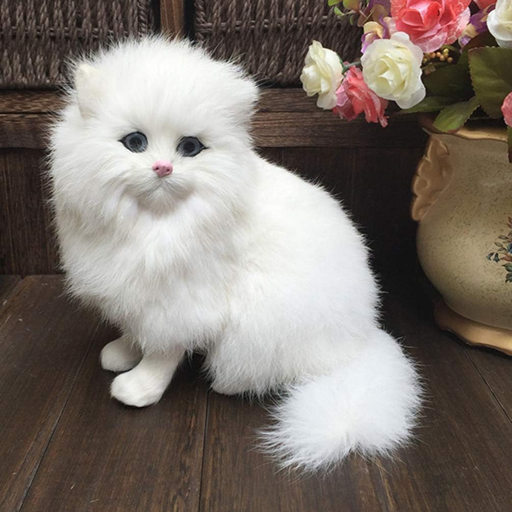 EXCEART Realistische Katze Figur Plüschtiere Katze Sitzende Plüsch Perserkatze Haus Hotel Büro Dekor