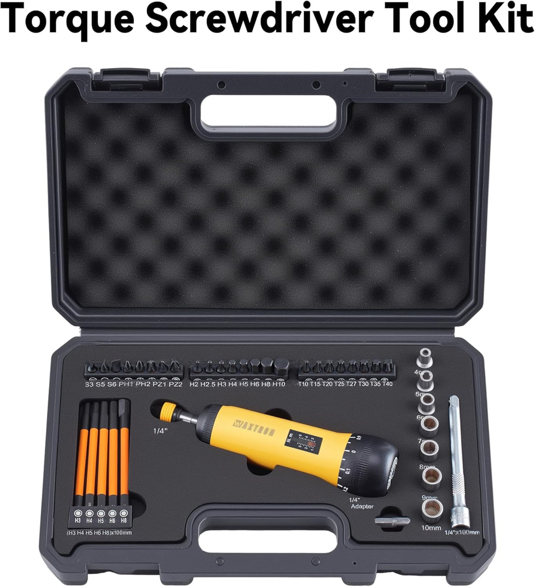 Schraubendreher Set 39-tlg., Drehmoment Schraubendreher klein 1/4 Zoll mit Bitsatz, Einstellbar von