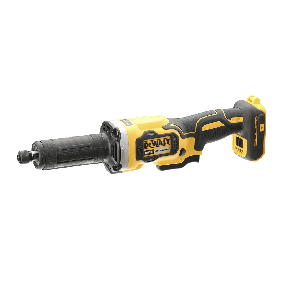 Dewalt Akku-Geradeschleifer (18V, bürstenlos, 6 mm Spannzange, dreistufige Drehzahlelektronik, LED-L