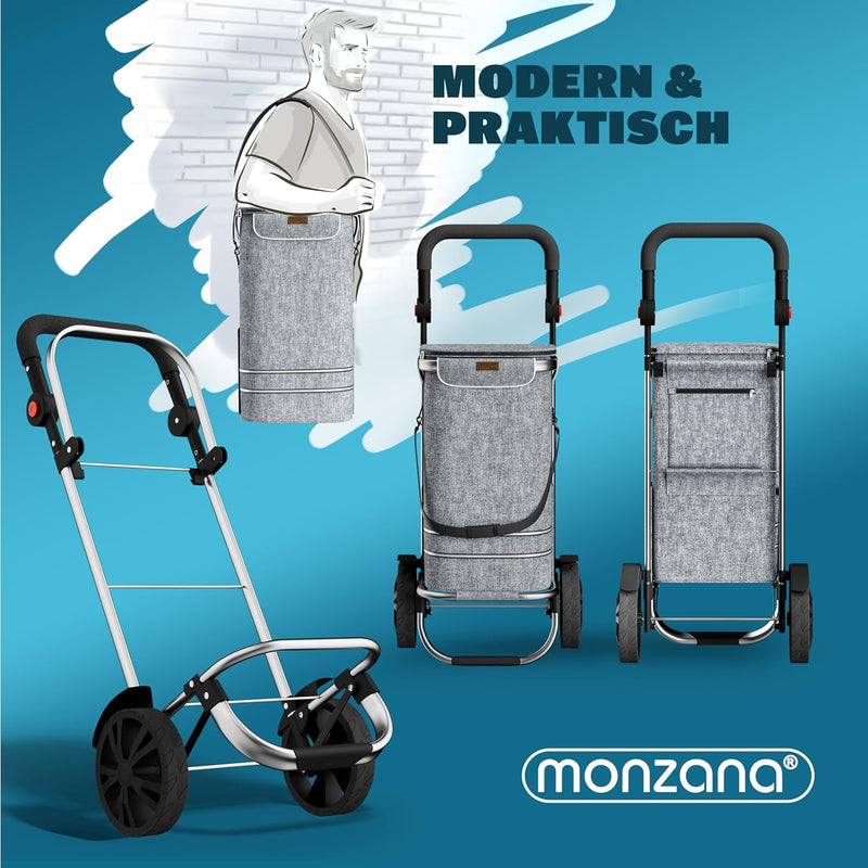 Monzana 2in1 Einkaufstrolley 56L bis 50 kg klappbar abnehmbare Tasche Handwagen Einkaufswagen Einkau