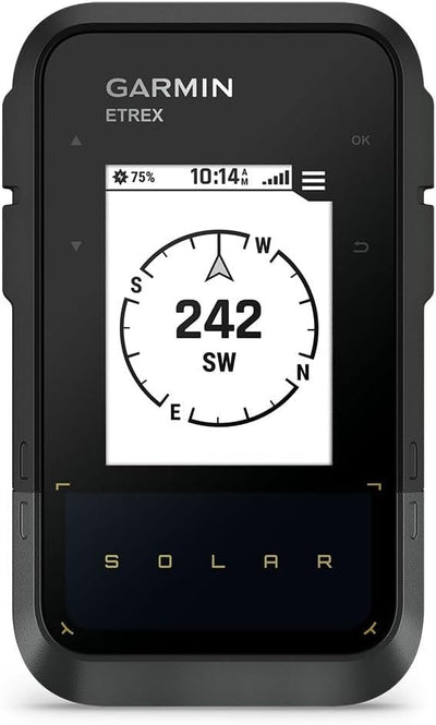 eTrex Solar GPS-Handgerät mit Solarladung, 2,2" Display - Kompass, Tracback, Geocaching Modus, Multi