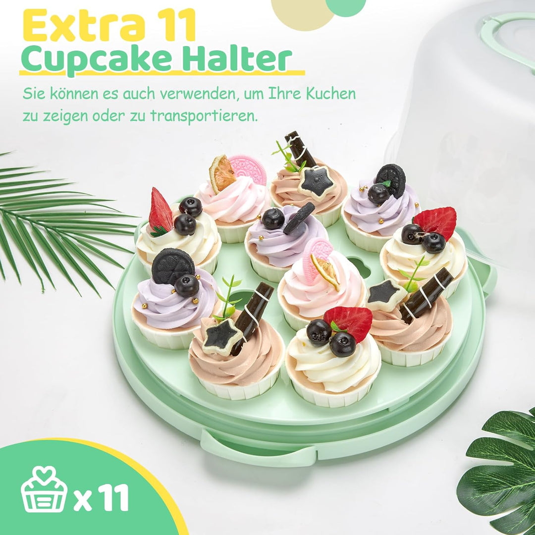 Ohuhu Kuchen Transportbox, Torten Transportbox mit Deckeln und Tragegriff, Tragbarer Tortentransport