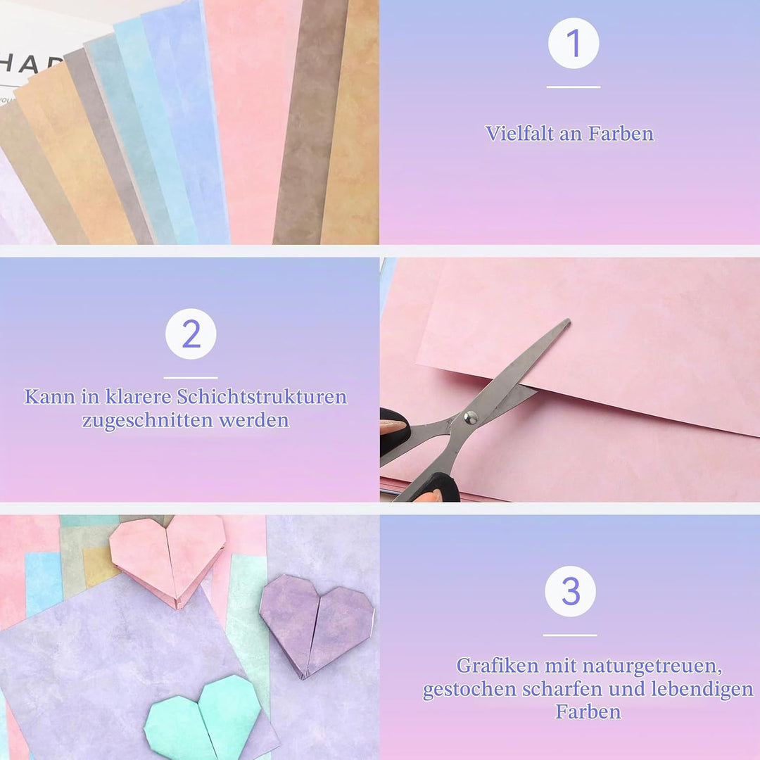 Scrapbook Papier Buntes 24 Blatt Bastelpapier mit Muster 30,5x30,5 cm Doppelseitiges Decoupage Papie