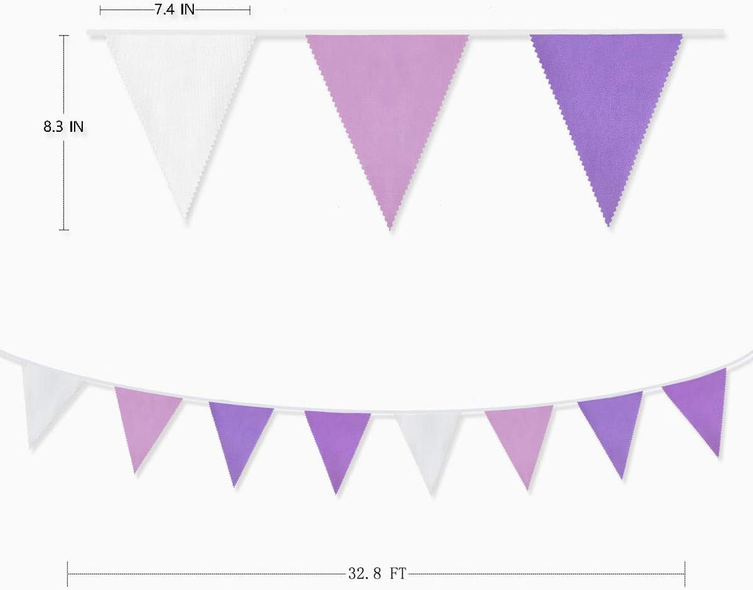 Pink Blume 32Ft Lila und Weiss Wimpel Banner Stoff Dreieck Flagge Baumwolle Tuch Girlande Kit für Ho