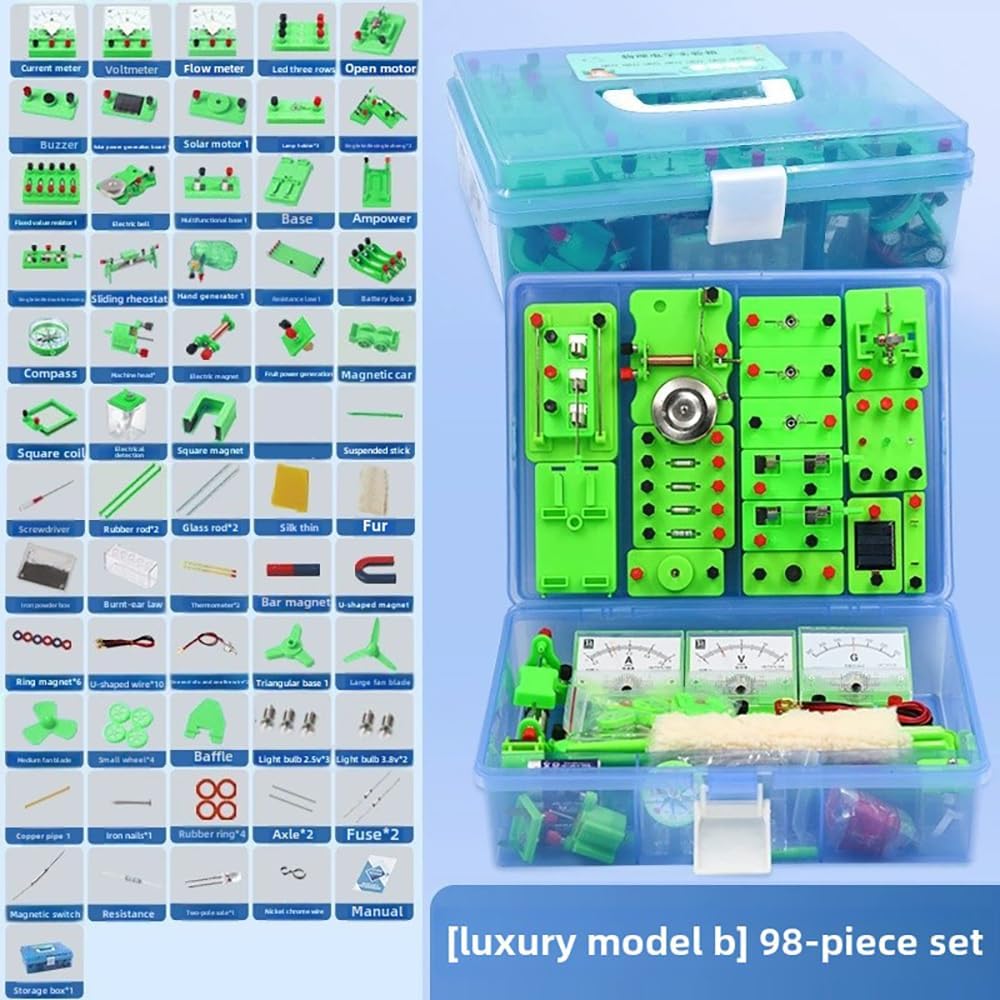 Physik Elektrische Schaltung Lernkit,Stromkreis Motor Kit,Elektrische Schaltung Lernkit,98pcs mit En
