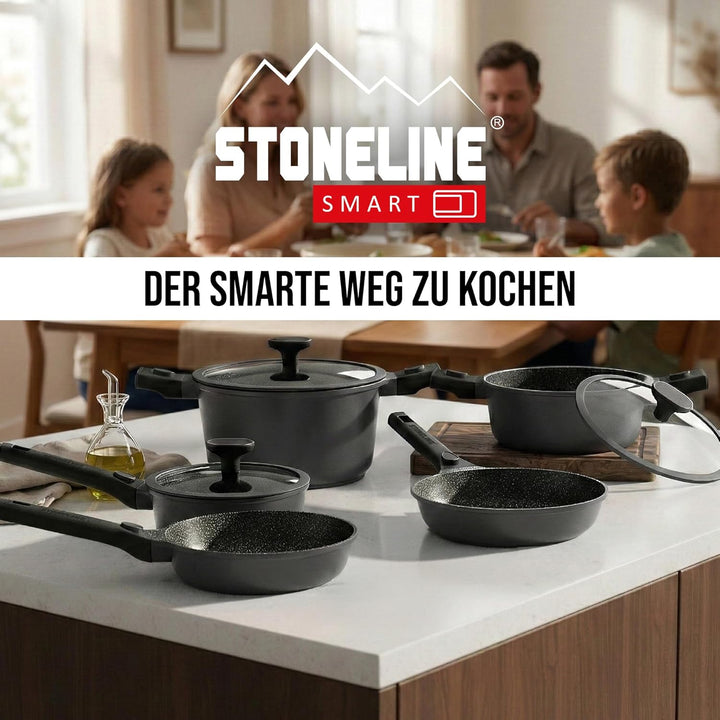 STONELINE SMART Bratpfanne 24 cm, Pfanne Aluguss, Abnehmbarem Griff, Pfanne Induktion, Alle Herdarte