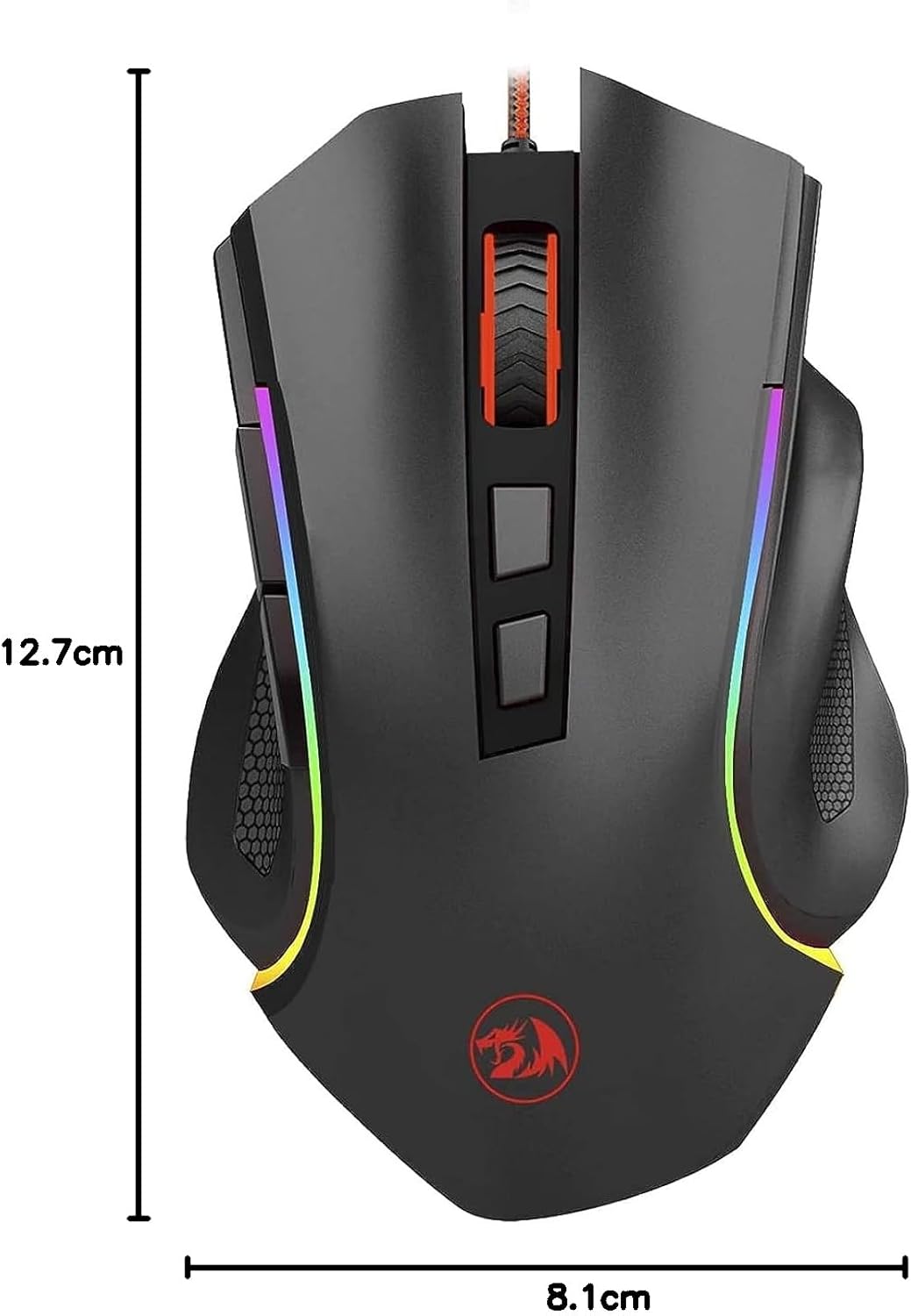 Redragon M607 Griffin Gaming Mouse, Pixart PMW3212 7200 DPI Optical Sensor, RGB Customizable Lightin